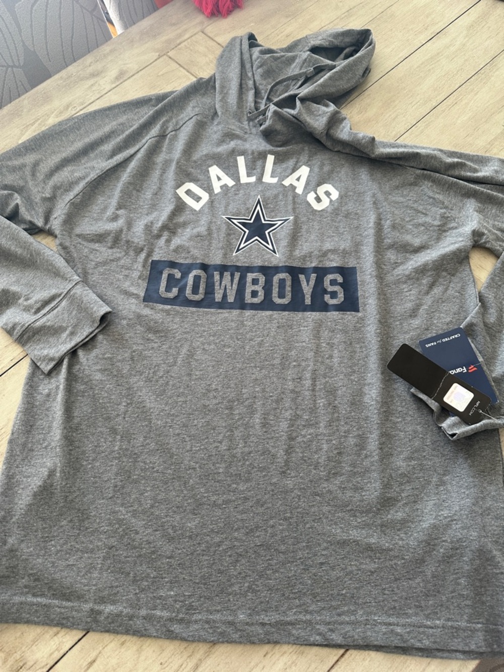 NWT Men's Fanatics Dallas Cowboys long sleeve hooded shirt Gray XL